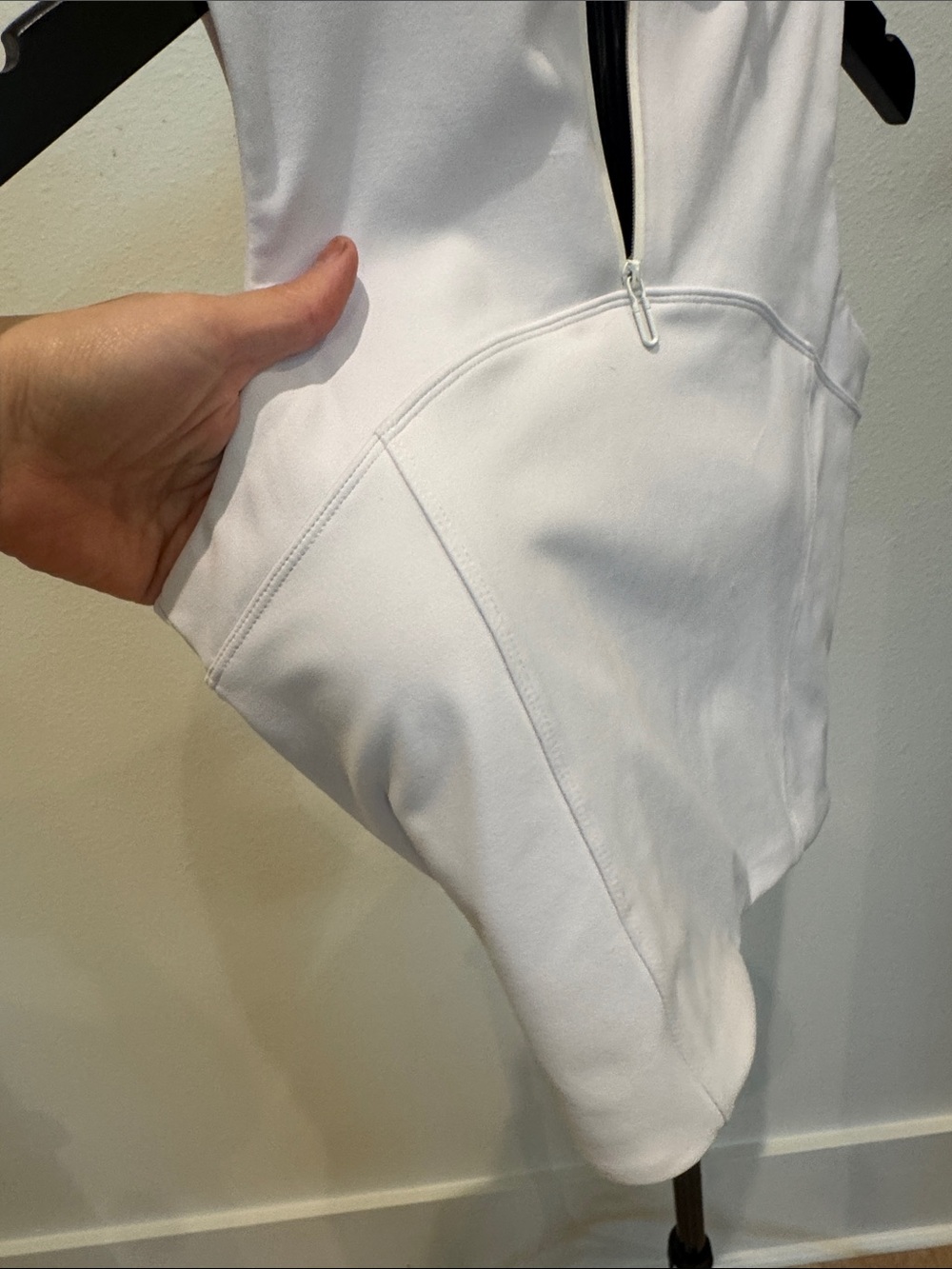 Sleeveless Mock-Neck Zip Crop Tank Top in Light Cream - Picture 6 of 6